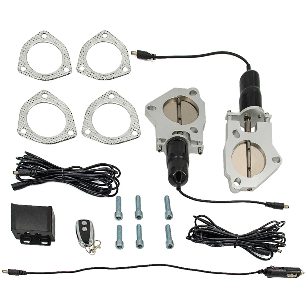 

2 For 1 Remote Kit Car Accessories Double 2.5"/3" Exhaust Parts Stainless Steel Headers Electric Exhaust Cutout Cut Out Valve