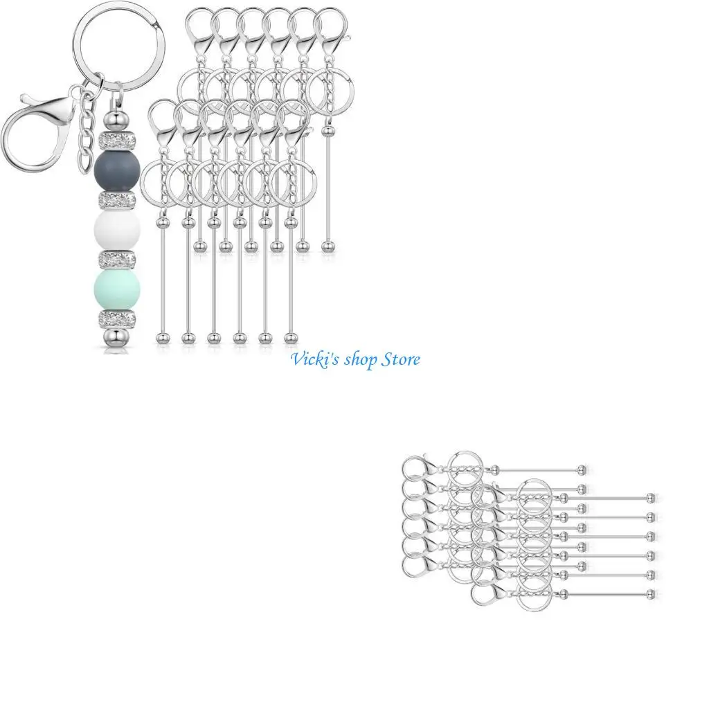 

Craft Set of 12 Alloy Beading Keyring Blanks Keychain Charm Gifts Accessories