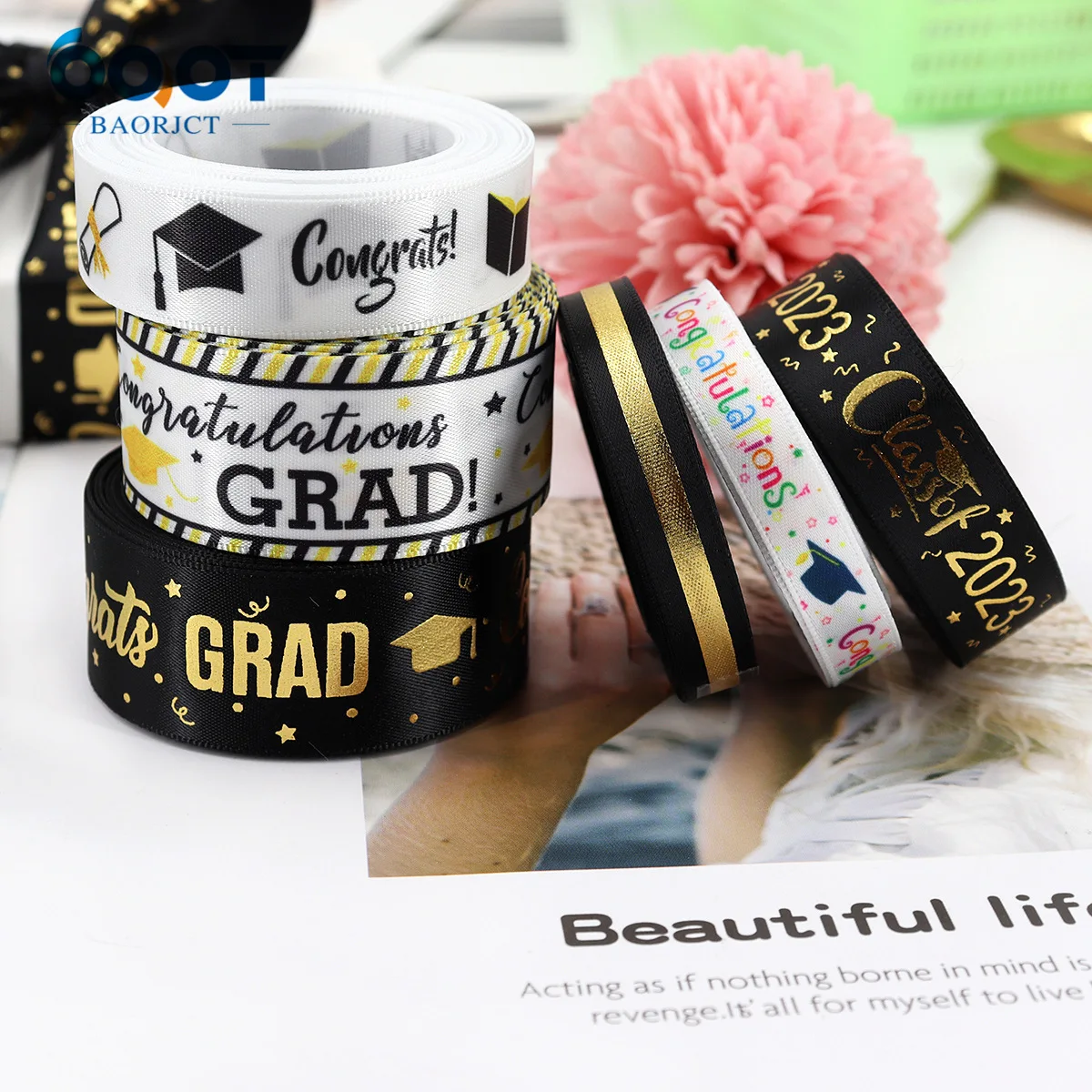 5Yards Graduate Day Ribbons Thread Cake Gifts Box Packaging Wedding Bouquet Birthday Christmas Bowknot Scene Party Decoration