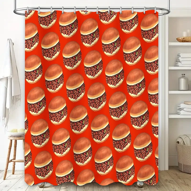Burger Shower Curtain Funny Food Pattern Waterproof Bathroom Decor Fast Shipping Home Decor Unique Gift Novelty Kitchen Accessor