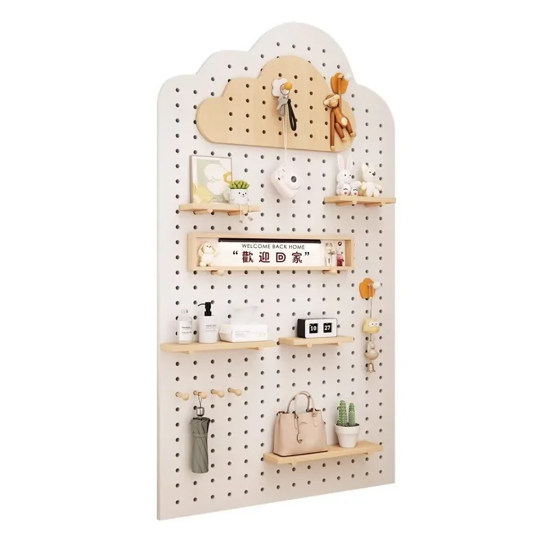 Solid wood hole board entrance hanging board home baffle storage rack wall display wholesale