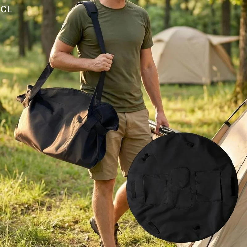 2 in 1 Convertible Picnic Mat Tote Bag 100cm Round Outdoor Blanket Large Capacity Shoulder Bag for Camping Beach Park Travel