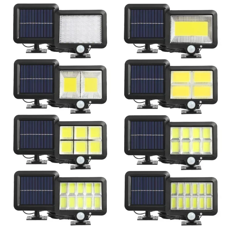 Projecteur à énergie solaire de type divisé, 56LED, longueur de fil 5m, IP65, lampe de jardin, lumières à capteur de garage, panneau solaire mural, 20W