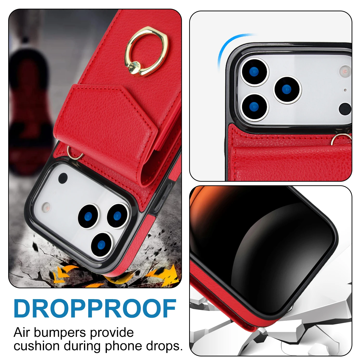 حافظة هاتف محفظة جلدية لهاتف آيفون 17 16 15 14 Pro Max Air 16E 15/14 Plus + غطاء جيب بحزام #6