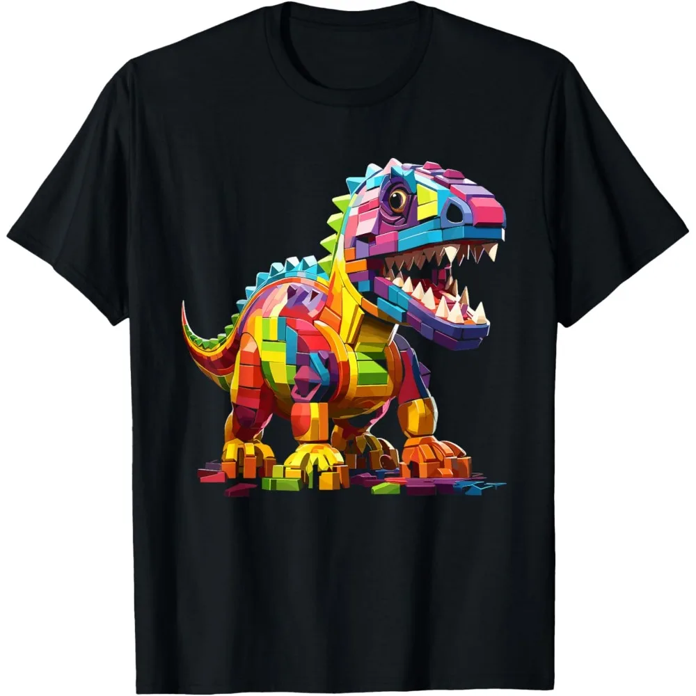 

Master Builder Bricks Blocks Play Toys Dinosaur T-Shirt Summer Men's Parent-child Outfits Comfy Casual Breathable Ropa Hombre
