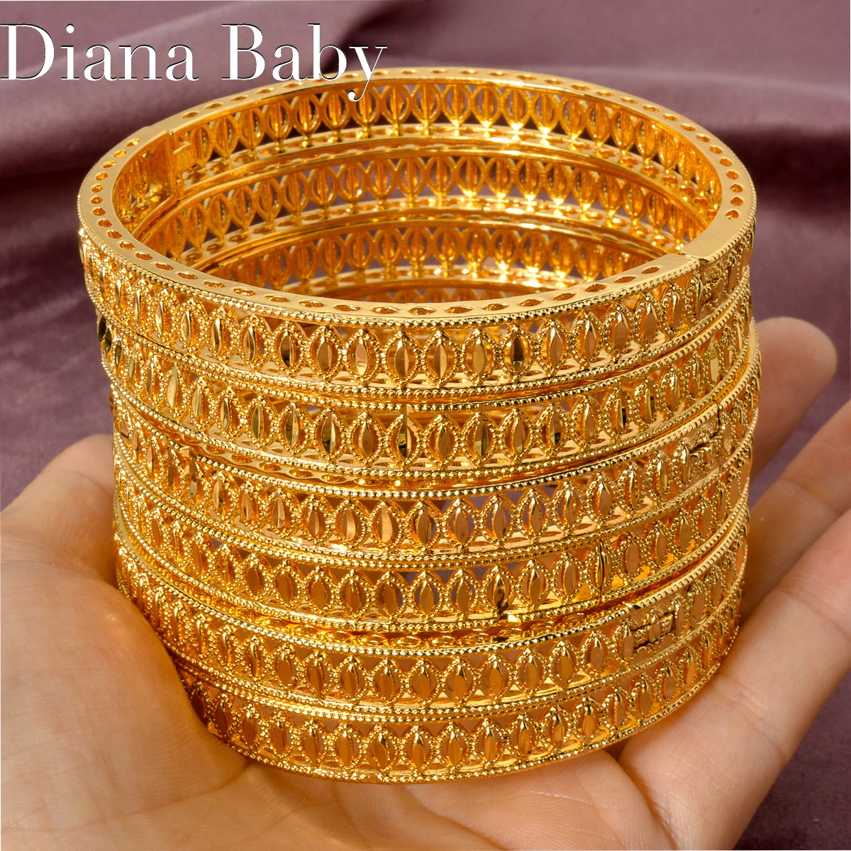 

6Pcs/Set Classics Dubai 18K Gold Color Hand Jewelry Geometry Snake Shape Bangle For Women Wedding Jewellery Anniversary Gifts