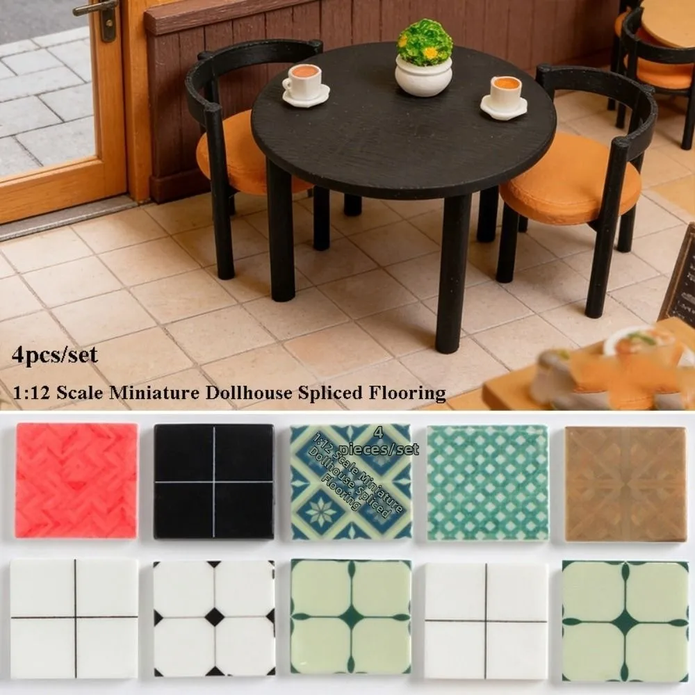 

4pcs/set 1:12 Scale Miniature Dollhouse Flooring Mini 58X58x3mm Dollhouse Spliced Flooring DIY Solid Wood Floor Tiles
