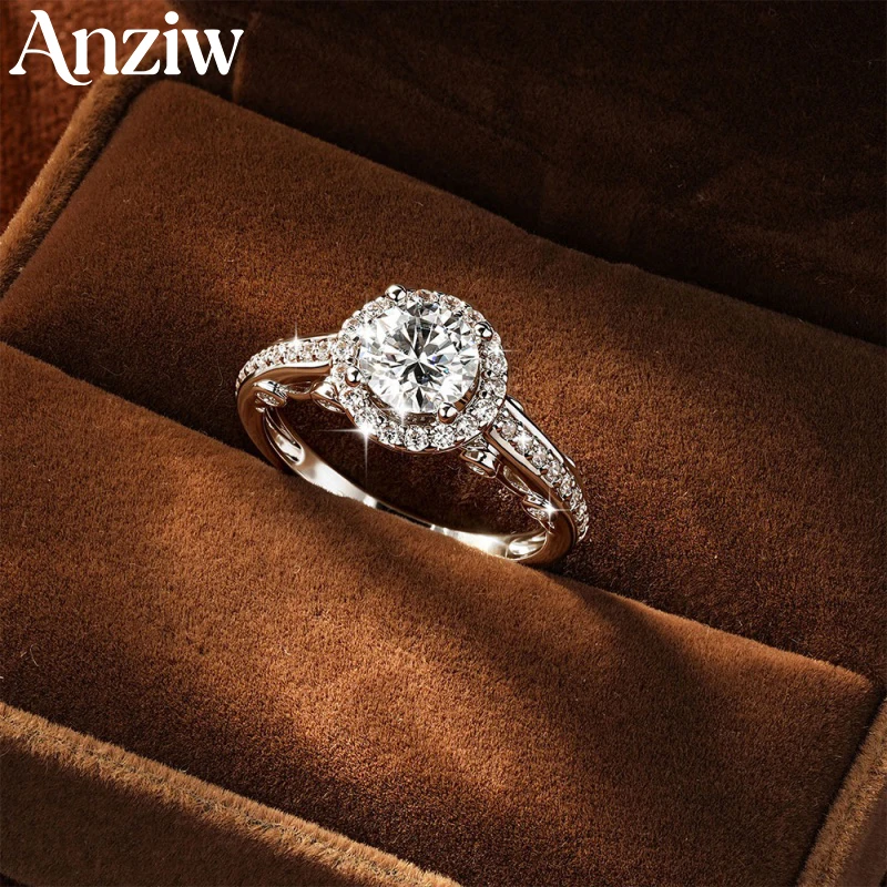 anziw-luxury-65mm-1ct-round-cut-d-moissanite-engagement-ring-for-women-14k gold filled-halo-band-rings-jewelry-gift-certified