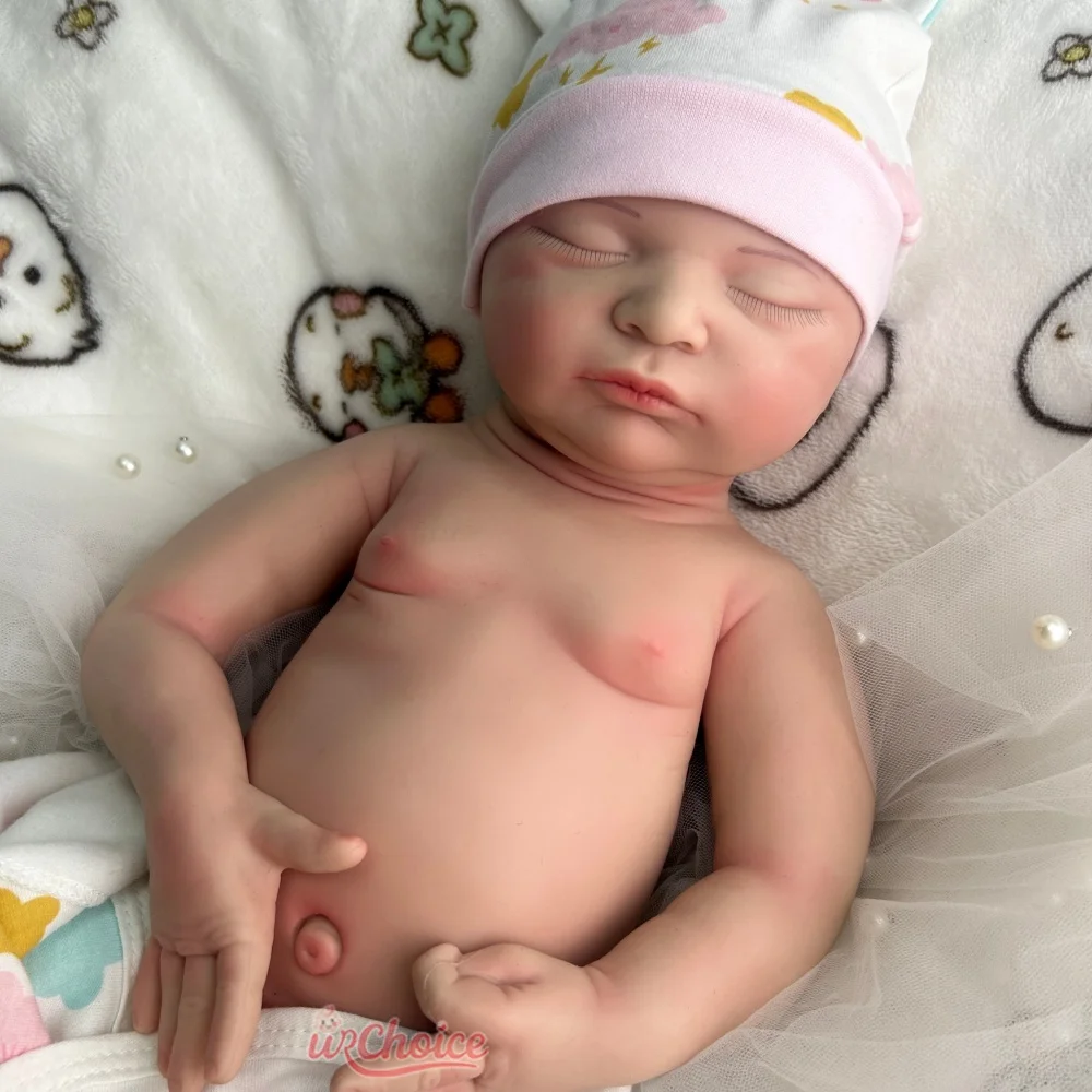 50cm adormecido bebê menina completo macio silicone renascido boneca detalhes realistas ponderado boneca renascimento para colecionadores presente de Natal