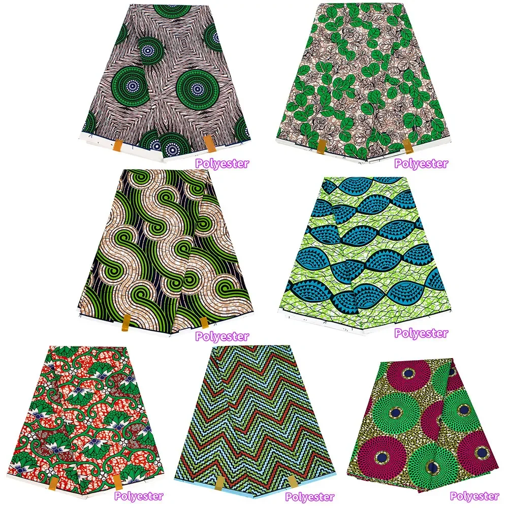 Ankara Green Fabric African Real Wax Print Polyester Material for Handsewing High Quality Cloth for Party Dress tissus N-32-2