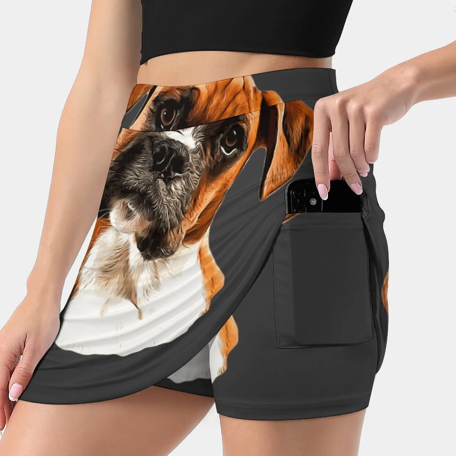 

Boxer A Beautiful Boxer Head Tilt Women'S Fashion Sporting Skirt With Pockets Tennis Golf Running Skirts Boxer Boxers Boxer Dog