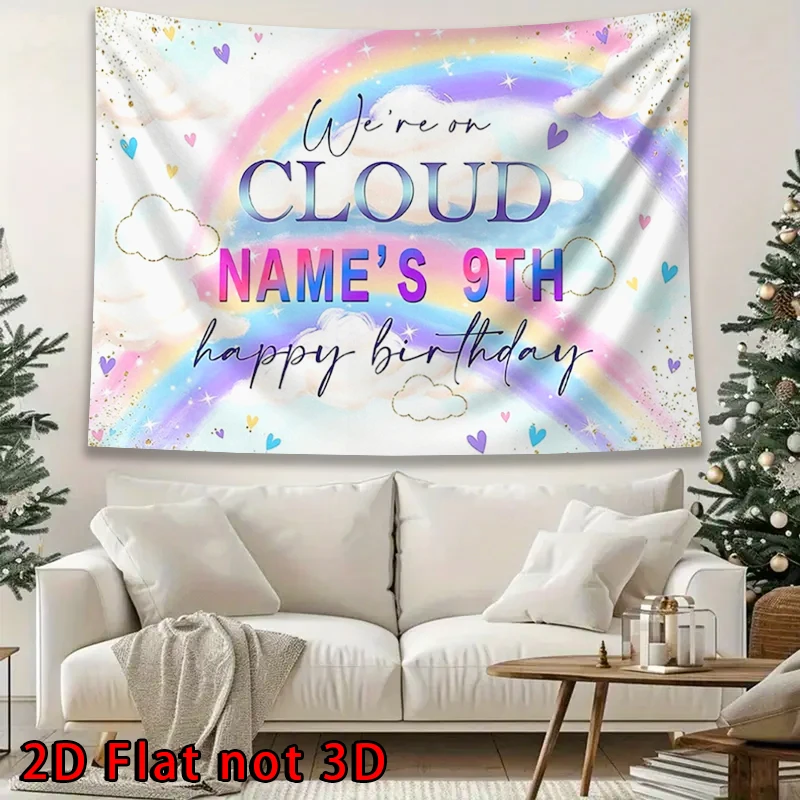 2D 플랫 배너, 1pc 맞춤형 이름 사용자 정의-편집 가능한 텍스트, 다양한 파티 행사용, 90.5x70.8인치 폴리에스테르 배너