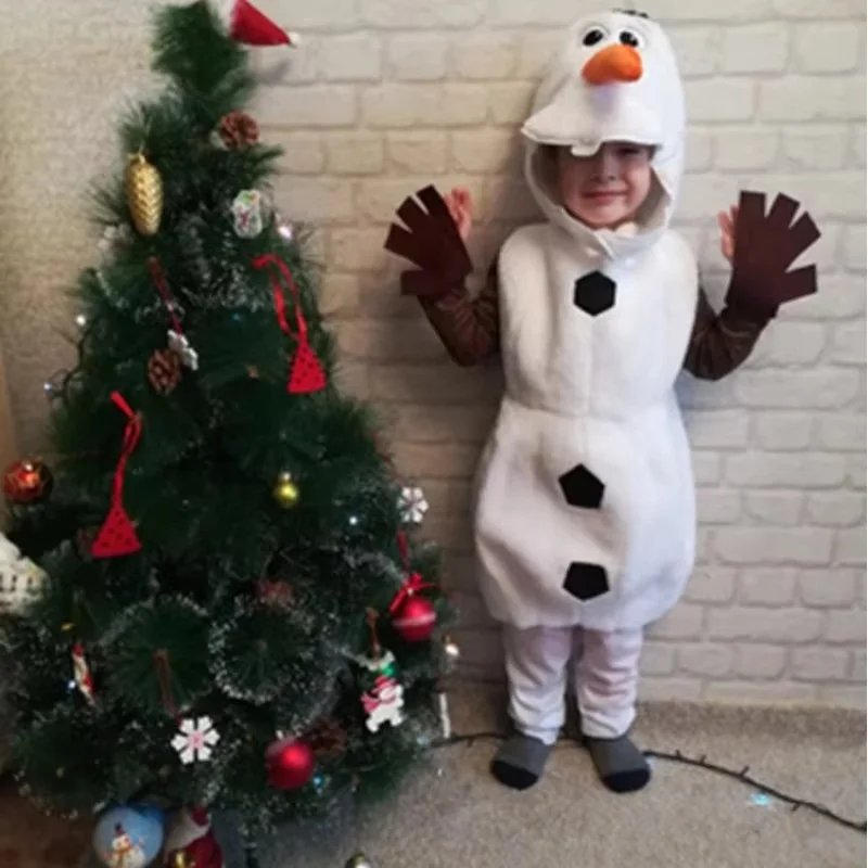 New 2024 Snowman Sydanne Anime Cosplay Kids Frozen Olaf Cosplay Costume Jumpsuit Smock Hats Fancy Dress Party Halloween Costume