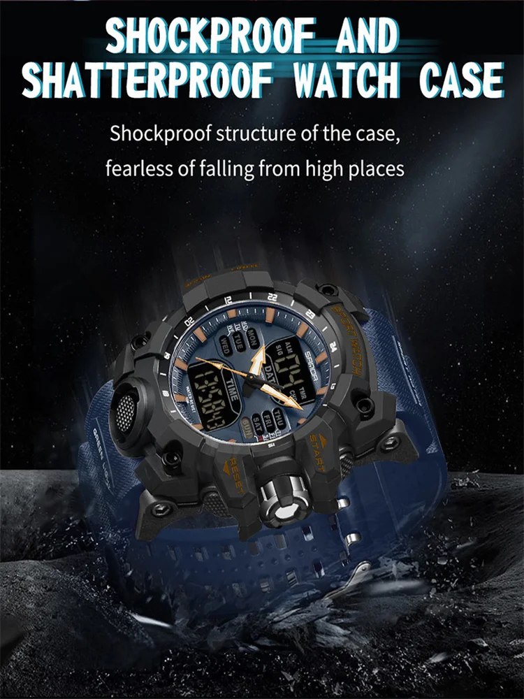 SANDA 6126 New Product Alarm Clock Multifunctional Men\'s Fashion Trend Korean Edition Waterproof Shock Resistant Wrist Watch