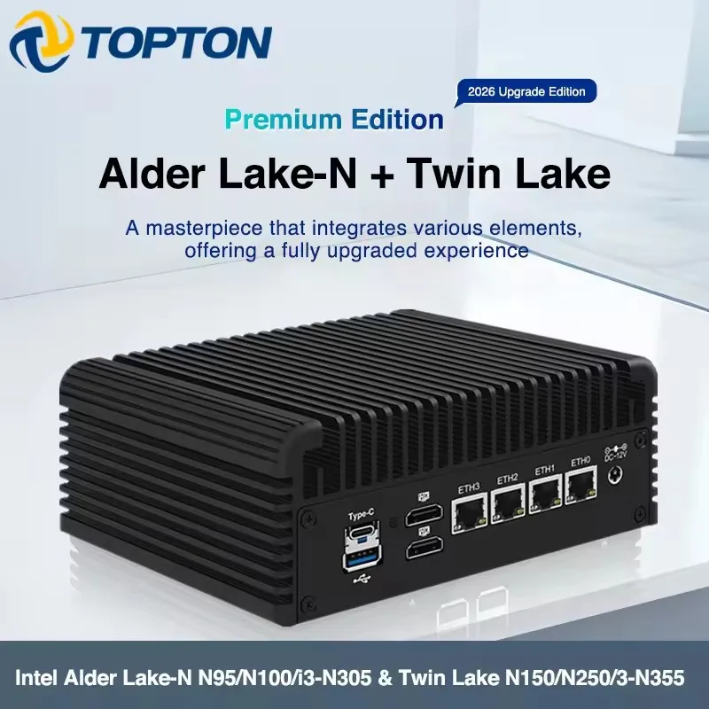 Topton Solid Firewall PC Computer Intel Core 3 N355 N305 N150 N95