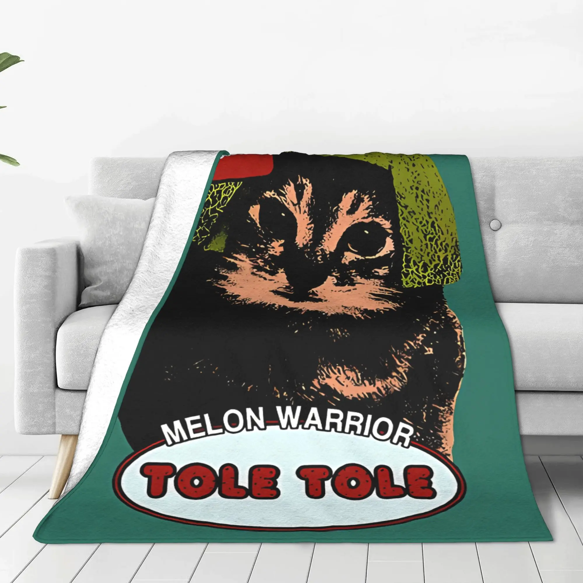 1PC Tole Tole   Melon Warrior Cat meme Home Room Decorations Winter Blankets For Adults Bedding Home Interior Sofa Knee