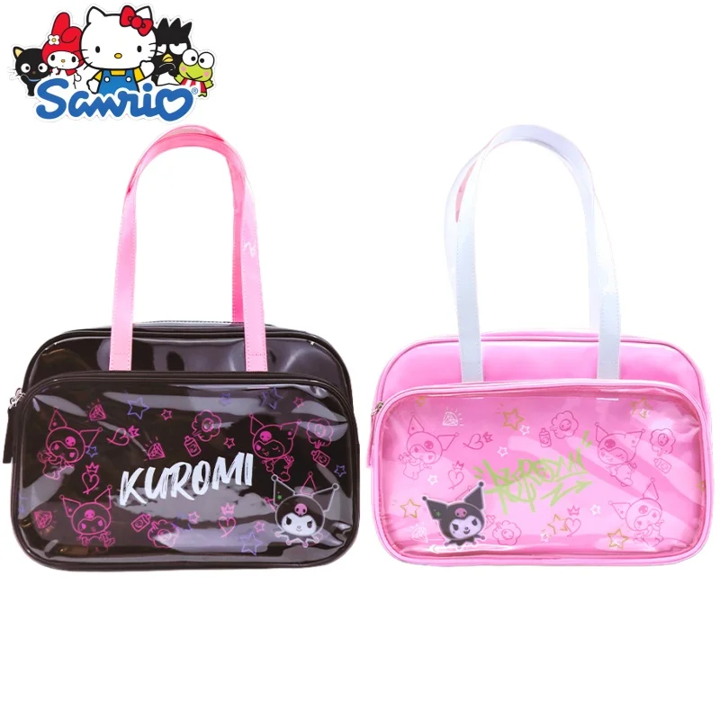 

Сумка через плечо Sanrio с большой вместительной сумкой Kuromi, водонепроницаемая сумка из искусственной кожи с граффити, товары в стиле аниме, универсальная на каждый день