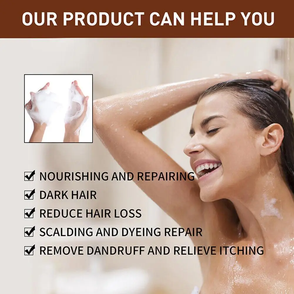1/3pcs Polygonum Multiflorum Black Hair Soap Darkening Shampoo Bar Repair Gray White Color Dye Hair Body Shampoo For Man Women view 4