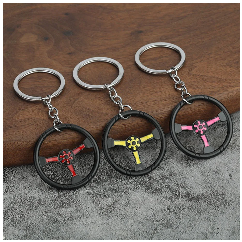 

Alloy Racing Steering Wheel Key Ring Fashion Keychain Three Color Car Refitting Pendant Punk Creative Male/Boys