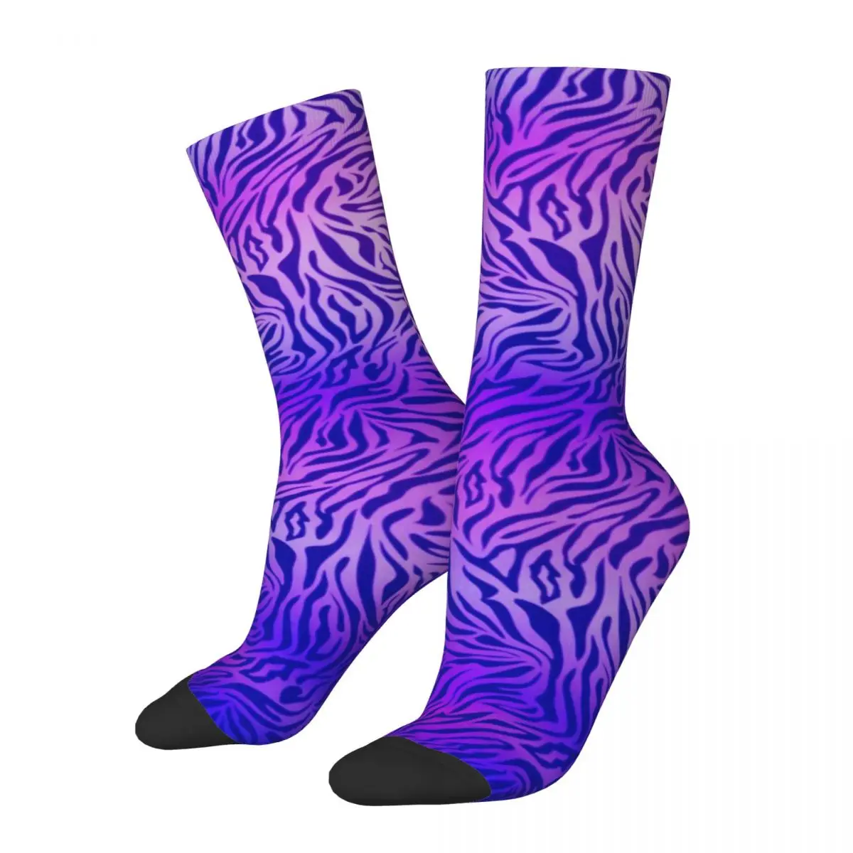 Blue Purple Zebra Socks Animal Print Gothic Stockings Spring Anti Skid Women Men Socks Breathable Graphic Running Socks