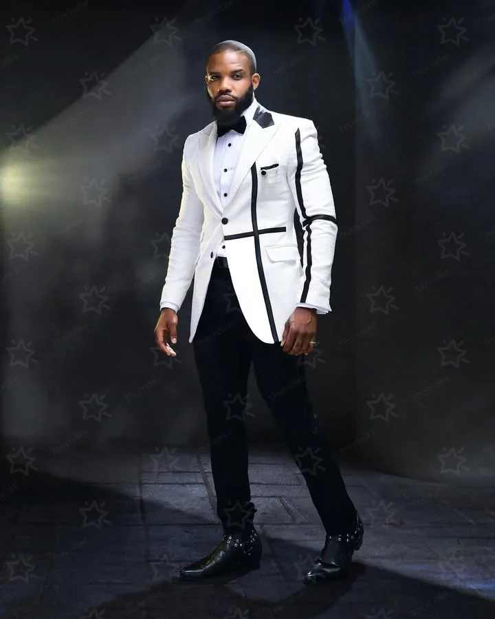 

High Quality White Business Men Suits Slim Fit Male Clothing Elegant Wedding Tuxedos 2 Piece Jacket Pants Party Sets