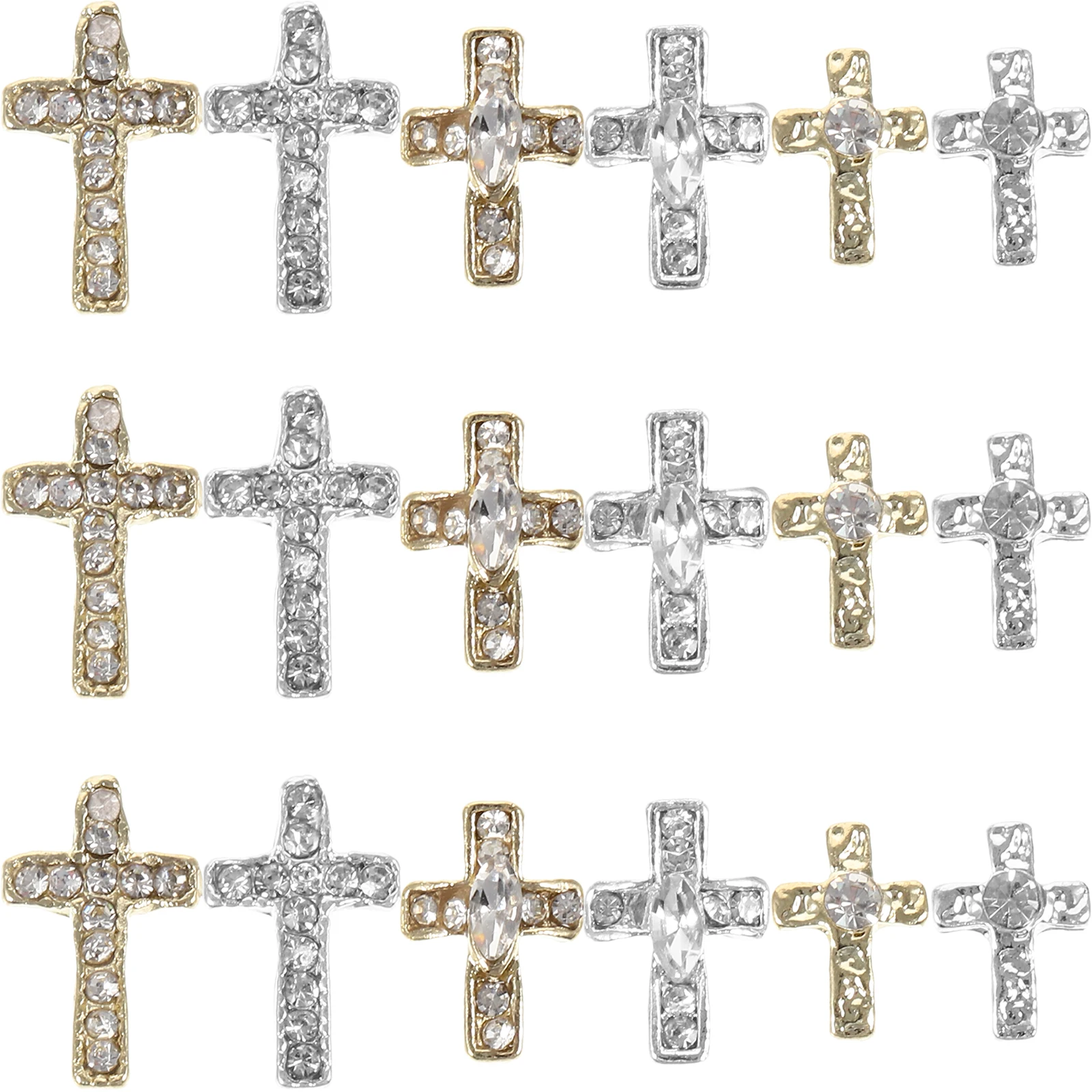 

60 Pcs Rhinestones Alloy Cross Jewelry Charms Bulk Accessories Crosses Making Nail Decors