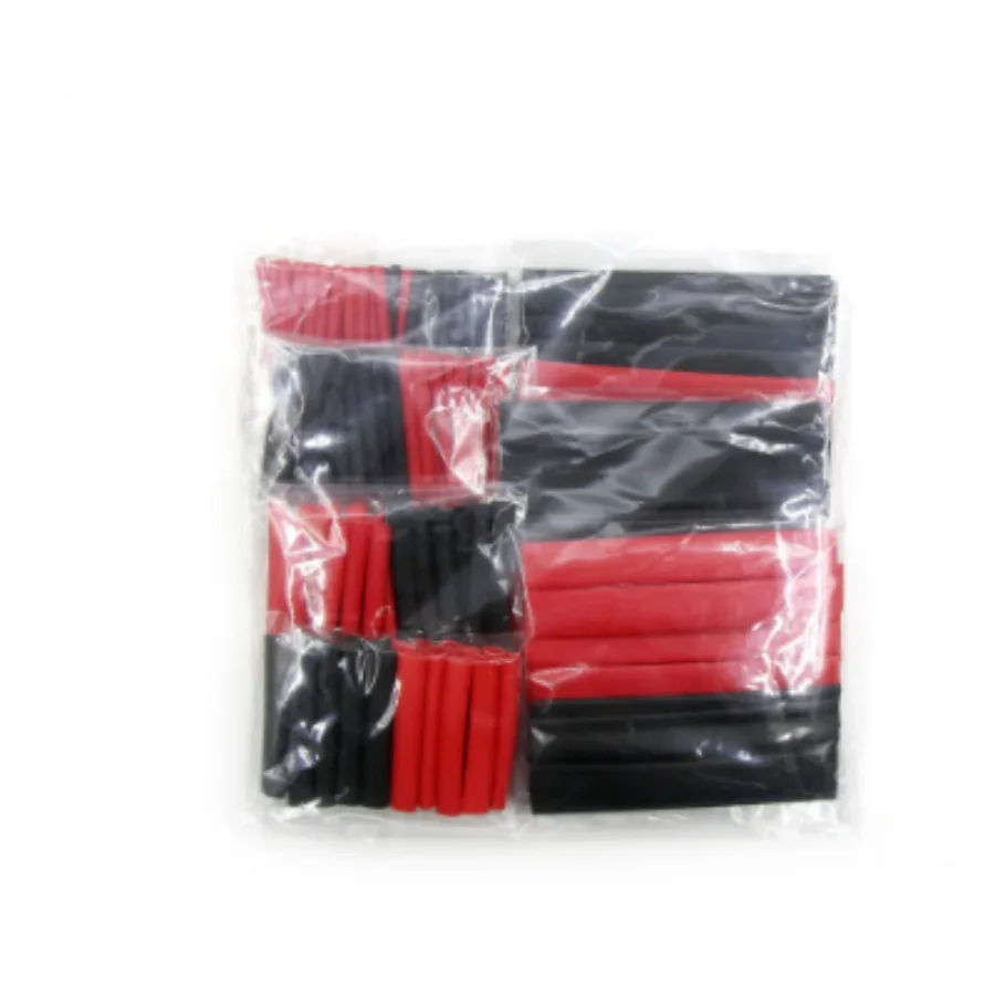 Assortimento di tubi termorestringenti 2:1 da 127 pezzi: tubo in poliolefina nera e rossa per cavi per auto, kit avvolgenti per guaine