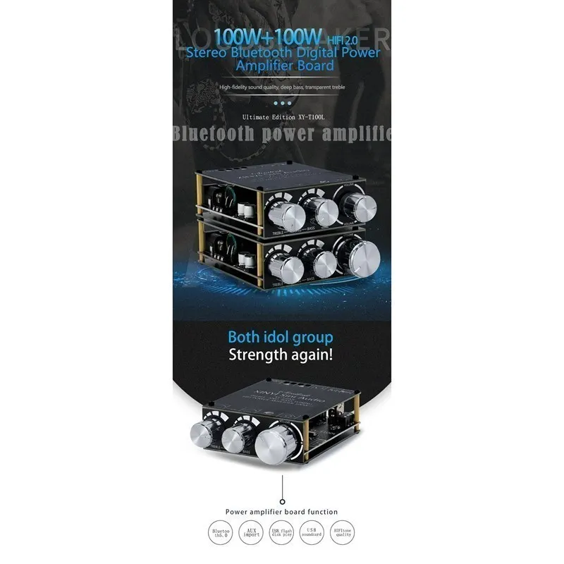 XY-T100L 2*100 واط ل بلوتوث 5.0 جهاز تضخيم الصوت مجلس عالية الطاقة الصوت مكبر صوت استيريو مجلس AUX USB باس ثلاثة أضعاف أمبير