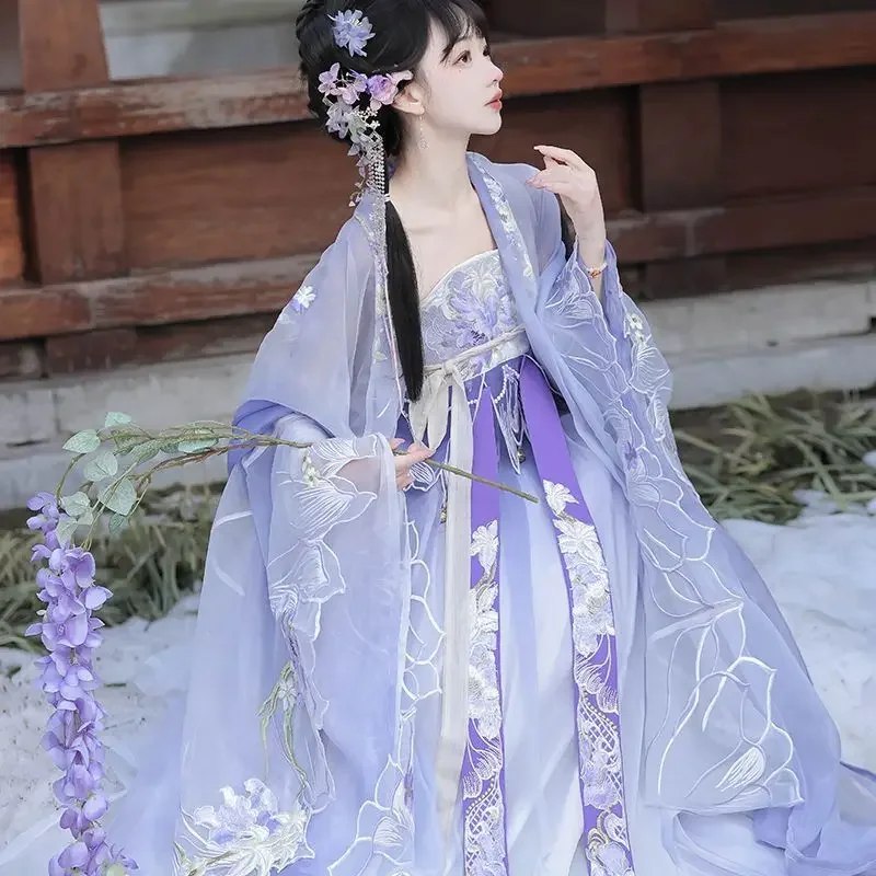 

2025Retro dance cosplay fairy sweet lovely female Hanfu set Chinese traditional Hanfu Heavy industry embroidery big sleeve shirt