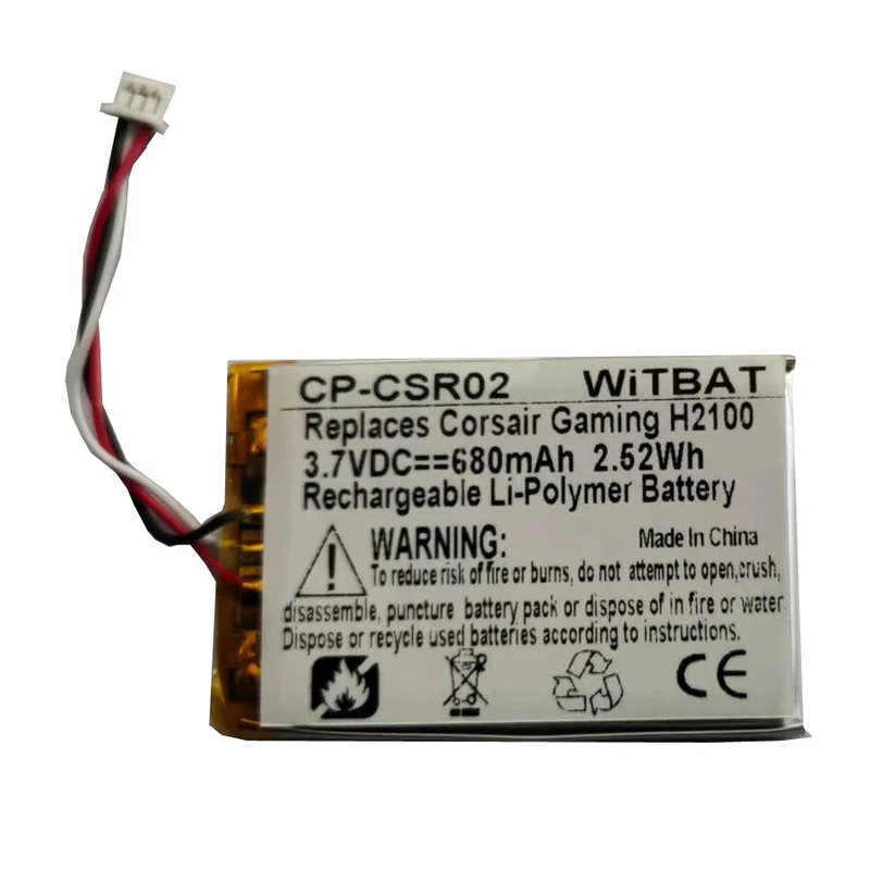 

Аккумулятор емкостью 680 мАч, 2,52 Втч для беспроводной гарнитуры Corsair Gaming H2100 CA-9011127 —EU