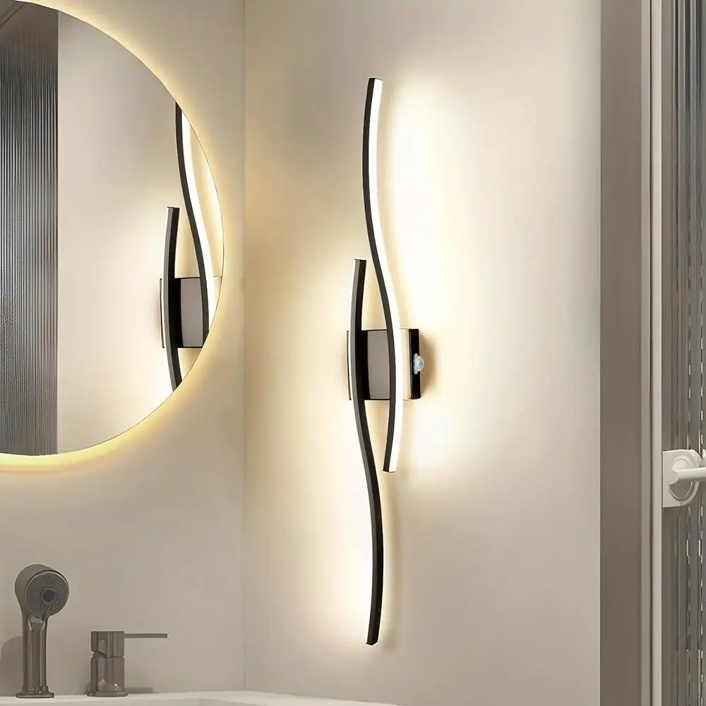 

Modern LED Wall Lamp Black Long Strip Wall Sconce For Living Room Bedroom Bedside Hallway Home Decor Remote Control Lighting