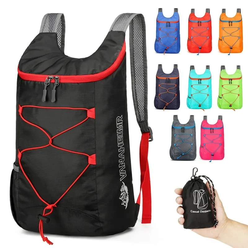 Mochila plegable Multifuncional para exteriores, Alta densidad, ligera, impermeable, de nailon, Bolsa de deportes para acampar