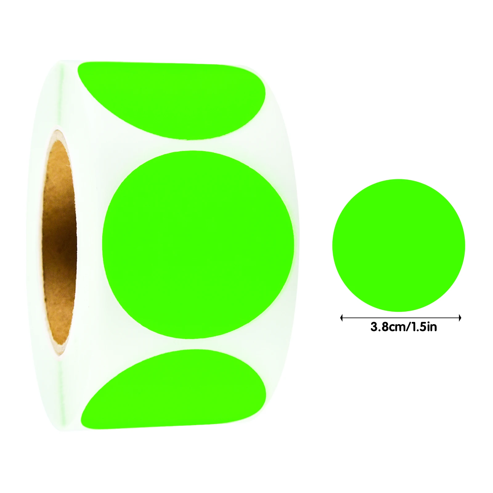 300Pcs-1.5In Fluorescent Green Round Label Stickers, Blank Green Stickers for Handwritten Content, Bottle, Jar, Box, and Document Classification Marking Stickers