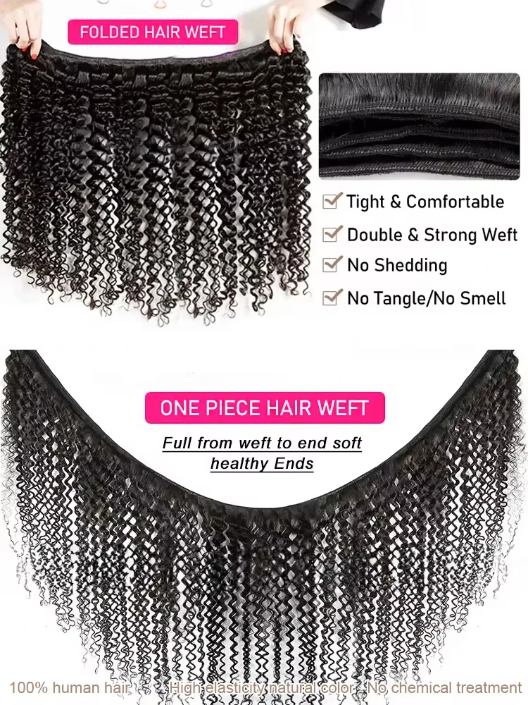 100% البرازيلي شعر بشري مجعد حزمة موجة عميقة 3/4 قطعة حزم غير المجهزة 30 34 بوصة الخام الطبيعي نسج ملحقات لحمة مزدوجة #5