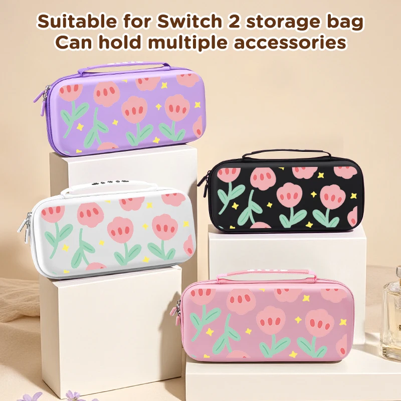 Durable Switch2 storage bag, EVA, can store 10 game cards, built-in stand, can store game consoles and charging accessories