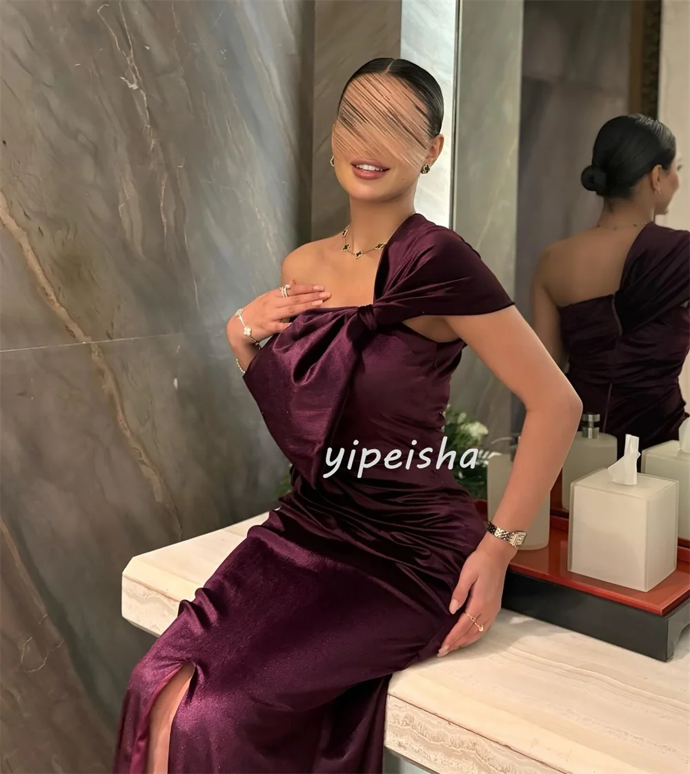 Customized Fashion Formal Pleat Ruched Draped A-line One-shoulder Long Dresses Bespoke Occasion Dresses Matching Exquisite