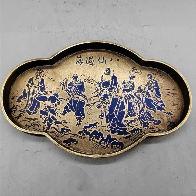 Painted copper tray, pot mat, kung fu , dry tea set, home decoration ornament
