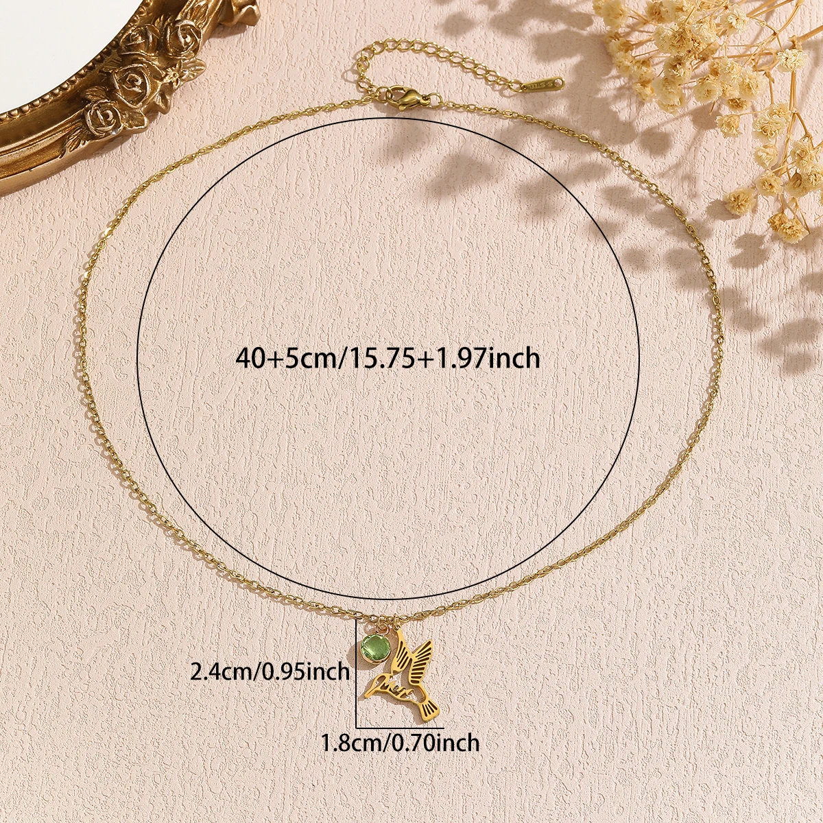 Kalung Baja Tahan Karat Liontin Burung Kerangka Perhiasan Fashion Kreatif Yang Dipersonalisasi untuk Hadiah Wanita Pria