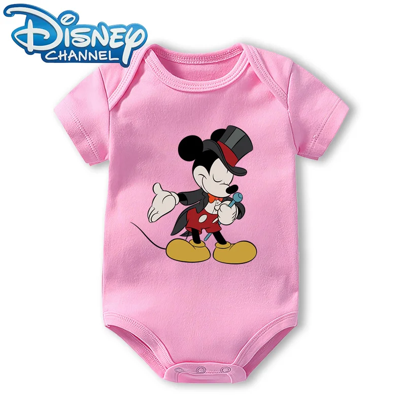 Baby Clothes Bodysuit for Newborn Infant Jumpsuit Boys Girls Disney Mickey Mouse Cat Short Sleeves Romper Onesies 0 To 12 Months