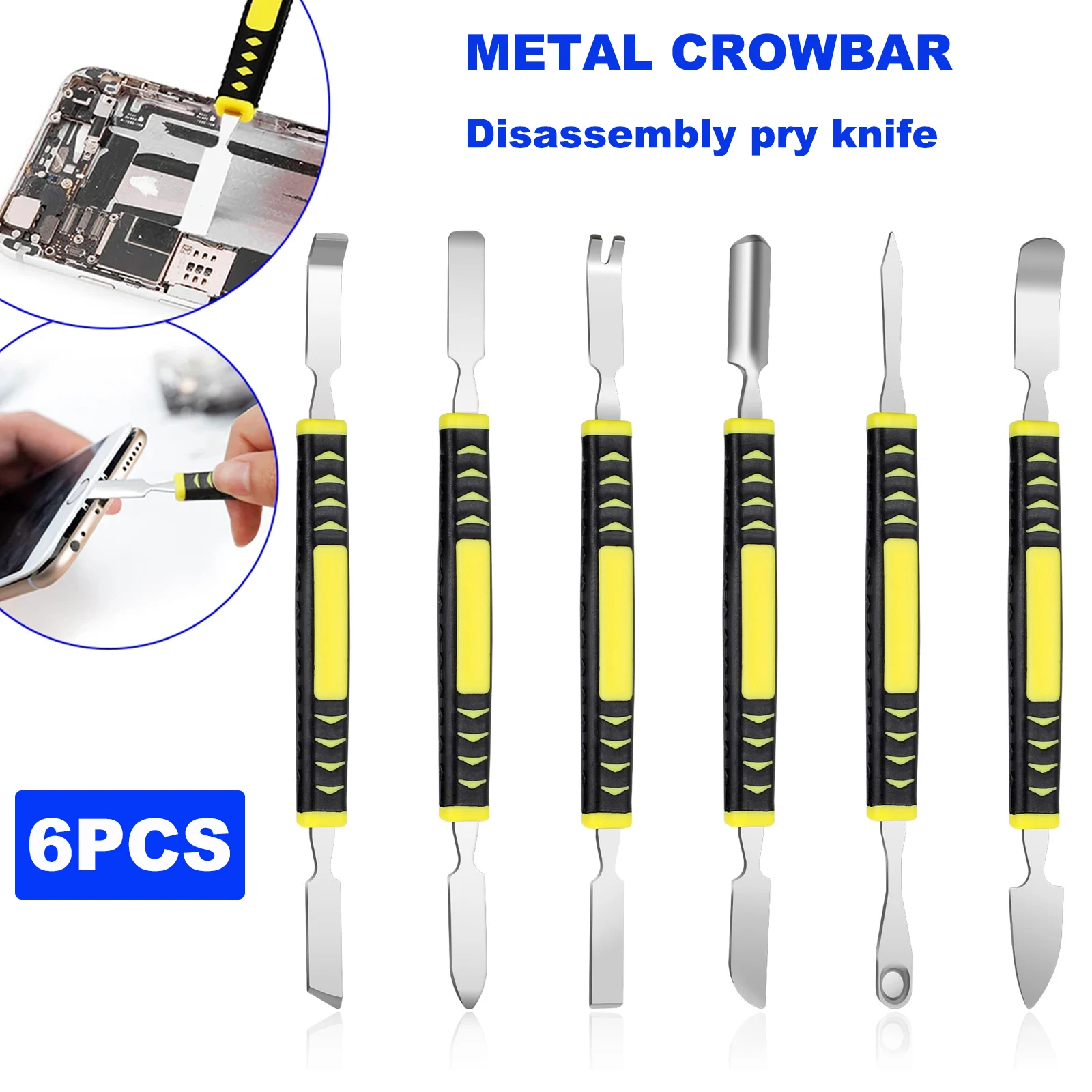 

Hardened claw nail double headed pry bar 6-in-1 disassembly battery screen frame flat pry bar injection molding repair tool