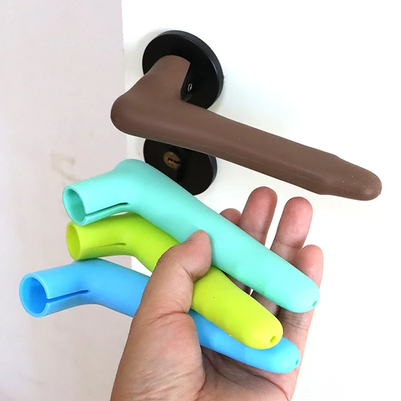 L-shaped Solid Color Thickened Silicone Door Handle Cover Home Child Baby Anti-collision Door Handle Protective Cover Protector