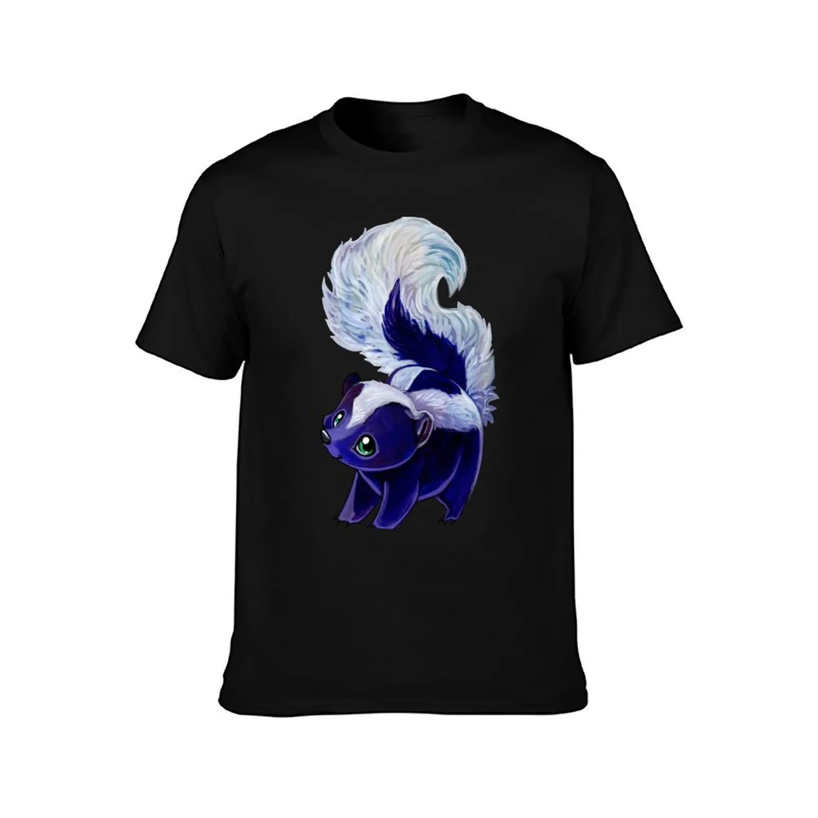Purple skunk T-Shirt, Summer Casual Cotton Tee, Oversized Streetwear Tops, Vintage Graphic Print, Loose Fit Short Sleeve