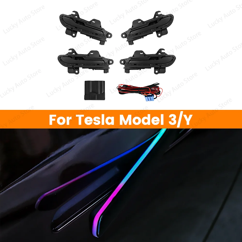 

LED Lights Four Door Electric Illuminated Handle For Tesla Model 3 Y Car Highland The Latest Waterproof Four Door light For 2025