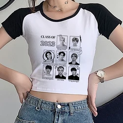 Kore tarzı bts Harajuku moda seksi Y2K Tshirt giysi kırpma Kawaii üst T Shirt kadın grafik hayranları t shirt kısa kollu