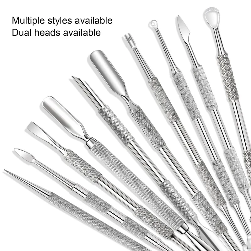 Nail Circle Beveled Head Cuticle Pusher Stainless Steel Nail Art Sanding Tablet Manicure Sticks Tool for Salon Nails Accessories