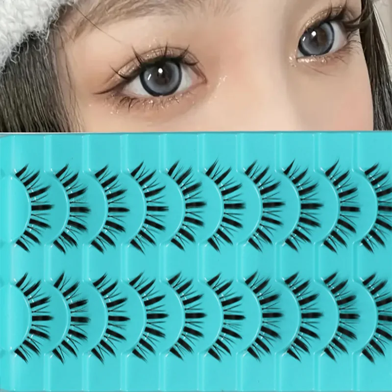 Ciglia Ciglia Manga Ciglia Cat Eye Ciglia Ciglia a spillo Ciglia arricciate Aspetto naturale sottile Ciglia finte Morbide Confezione da 10 paia