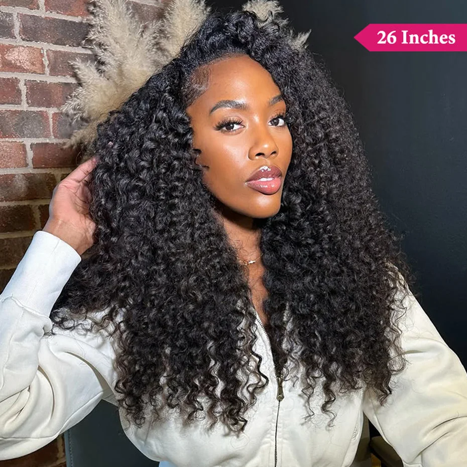 Kinky Curly Halbperücke aus Echthaar, 300er Dichte, 3-in-1 nahtlose Flip-Over-Halbperücke aus Echthaar, kleberlos, sofort tragbar, anfängerfreundlich – Detail 5