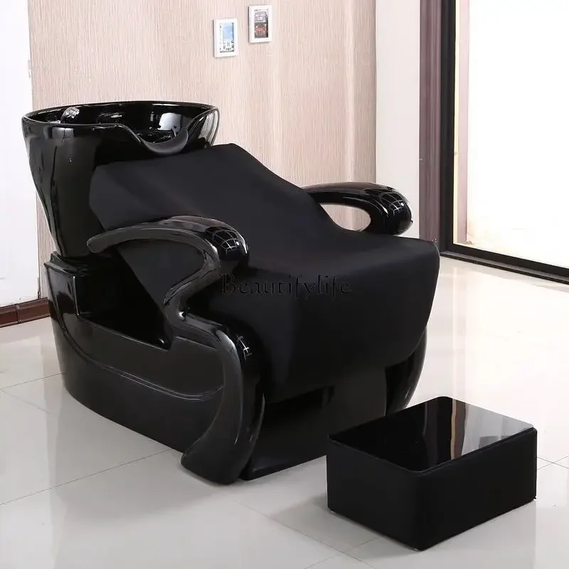 

yj32 FRP semi-reclining shampoo bed hair salon hair salon flush bed sitting deep basin ceramic basin