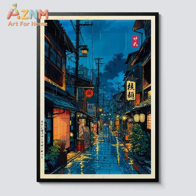 Póster artístico de lienzo con dibujos animados de la casa de té japonesa de Tokio, escena de cafetería en la calle de la ciudad de anime, decoración moderna para sala de estar, regalo para el hogar