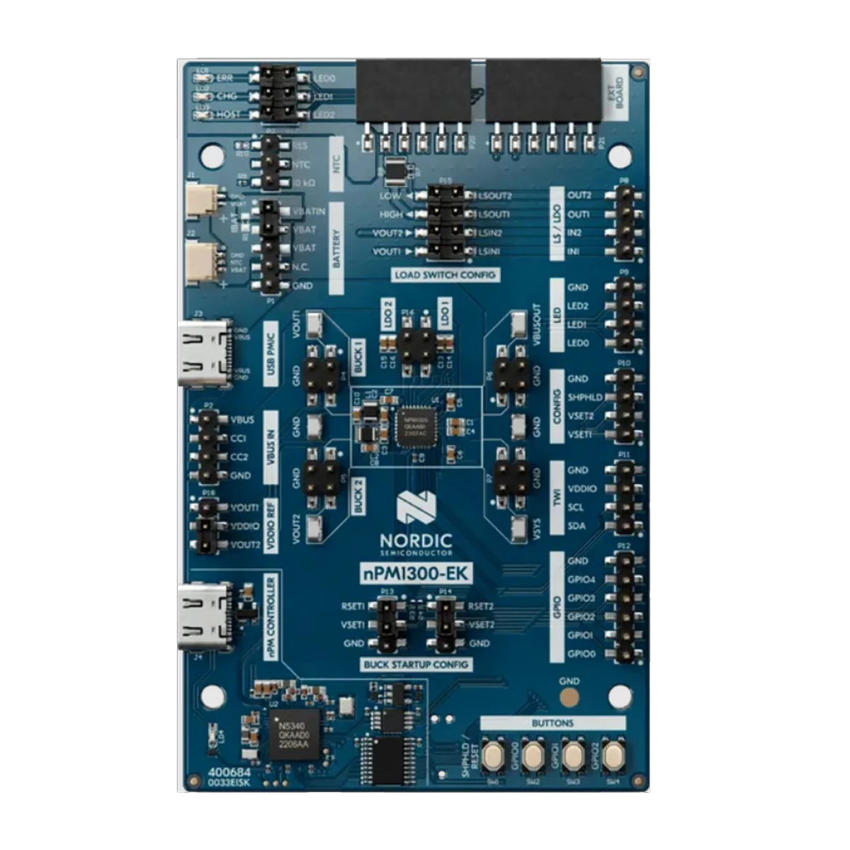 Kit Evaluasi Papan Pengembangan PMIC Nordic nPM1300-EK untuk nPM1300, IC Manajemen Daya Sangat Canggih